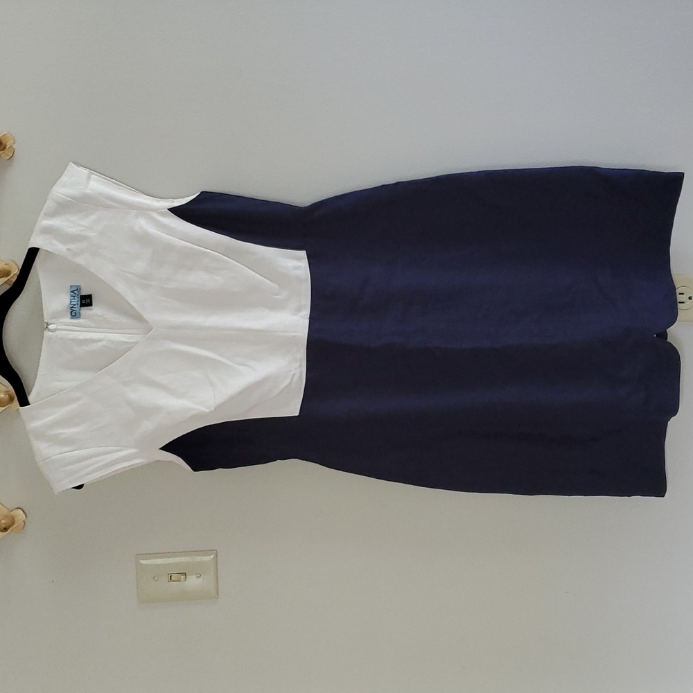 Cynthia Rowley Navy & White Linen Dress Size 6